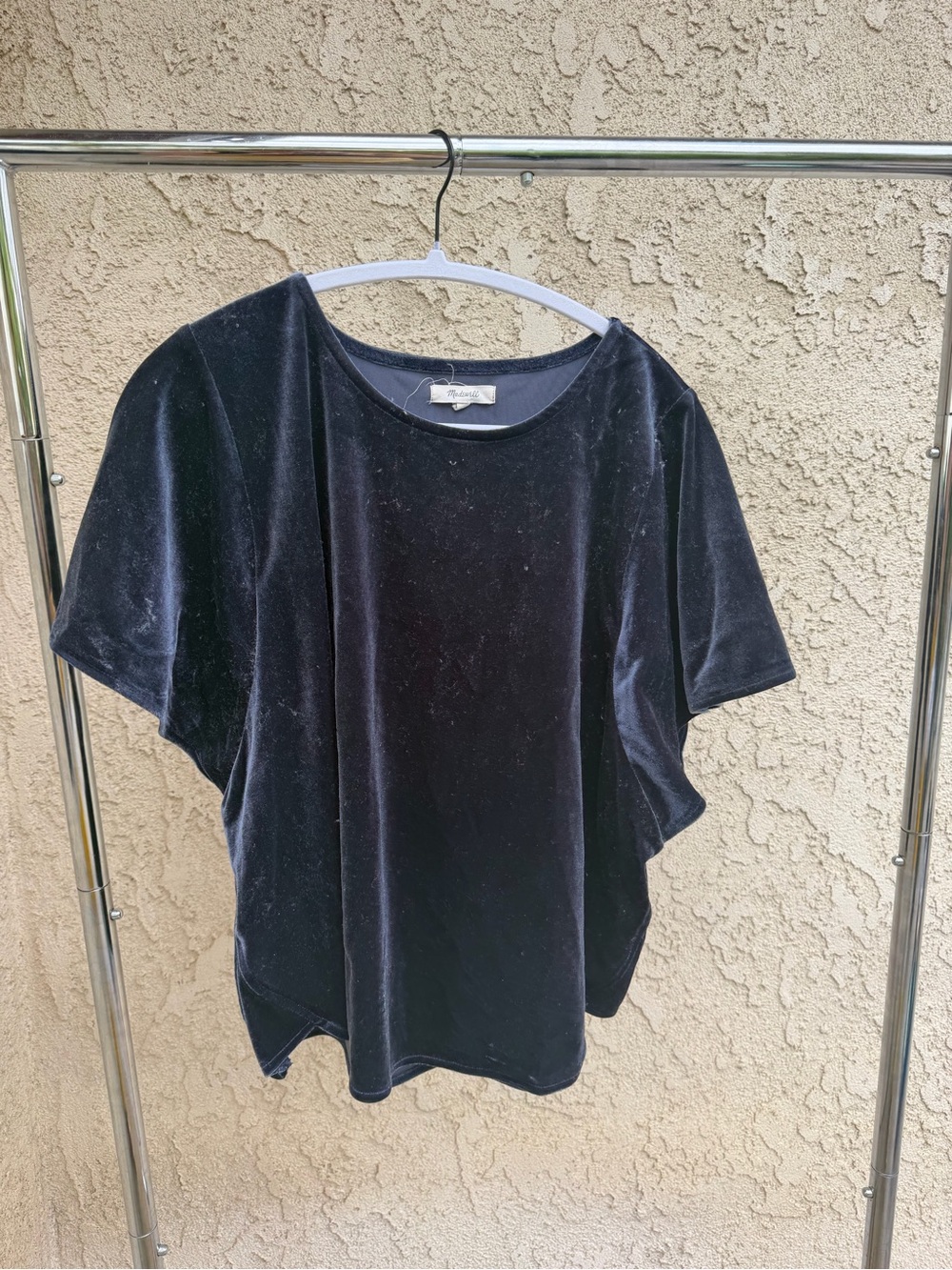 Madewell Navy Velvet Short Sleeve Tee